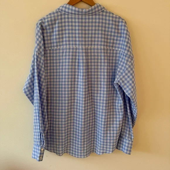 Favorite Daughter The Smooth Ex Boyfriend Shirt Blue Gingham Size Medium - Picture 3 of 10
